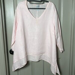 La Fixsun pale pink linen tunic EUC